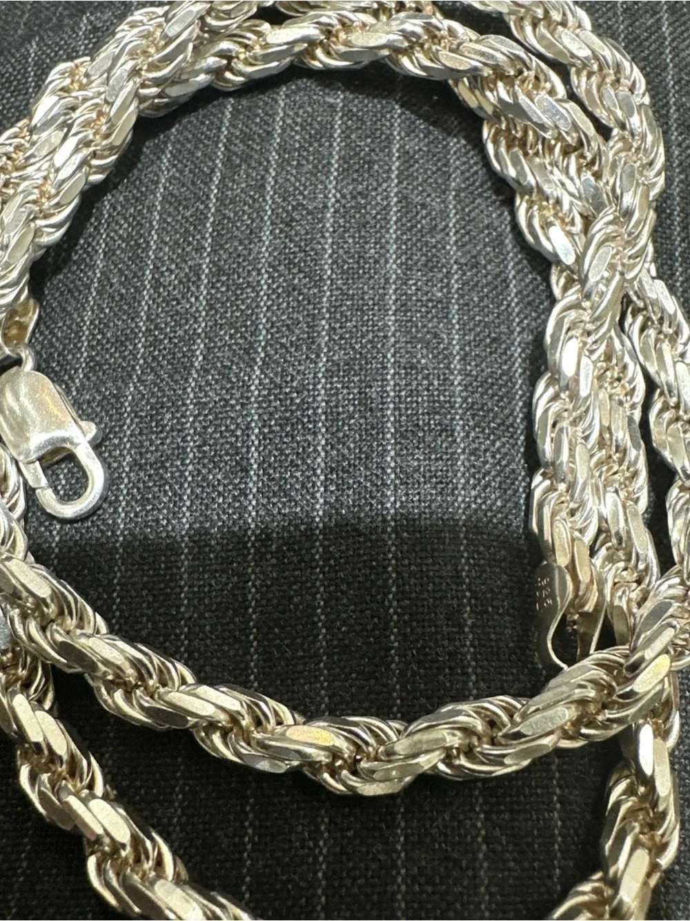 Sterling Silver Rope Chain Necklace - 925 Stamp